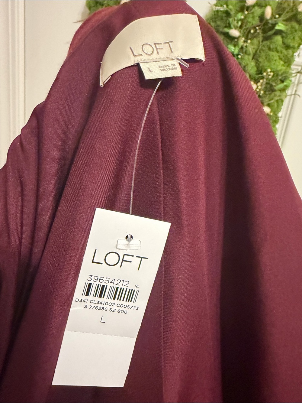 Loft Fringe-Trim Wool-Blend Blazer Jacket in Burgundy L, NWT - Picture 5 of 5